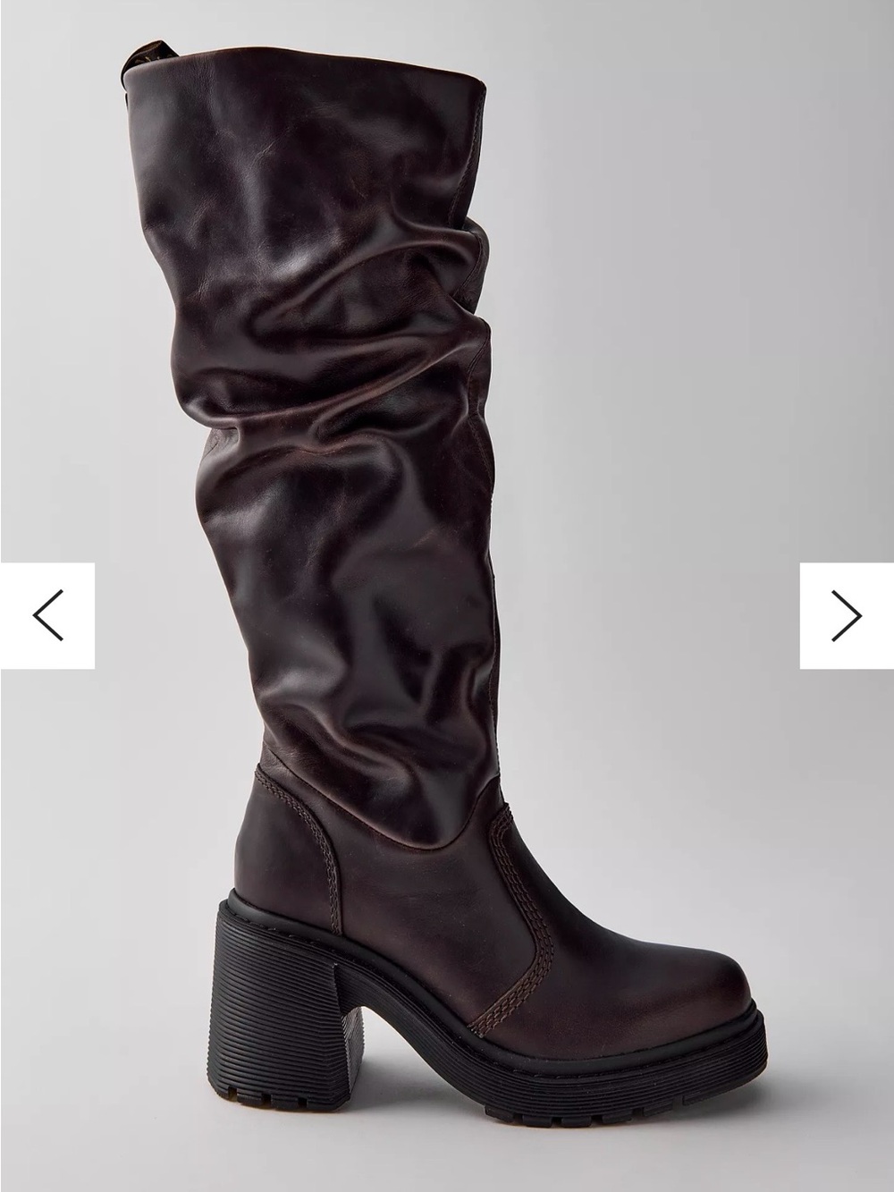 Dr.Martens Women's Dark Brown Slouch Knee-High Block Heel Boot